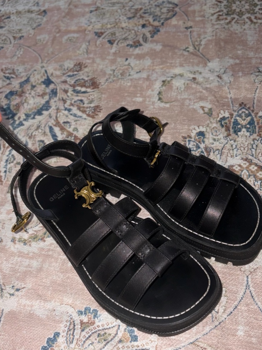 CELINE CLEA TRIOMPHE GLADIATOR SANDAL in CALFSKIN Gold logo - Picture 8 of 8